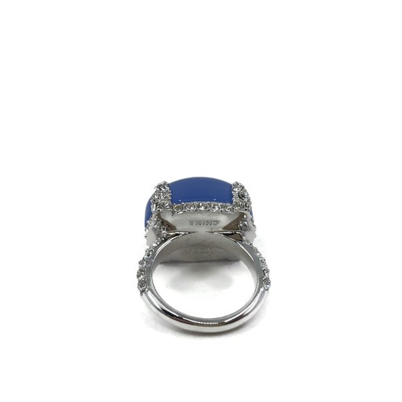 Silver Tone Nolan Miller Clear and Blue Stone Ring - Picture 9 of 10